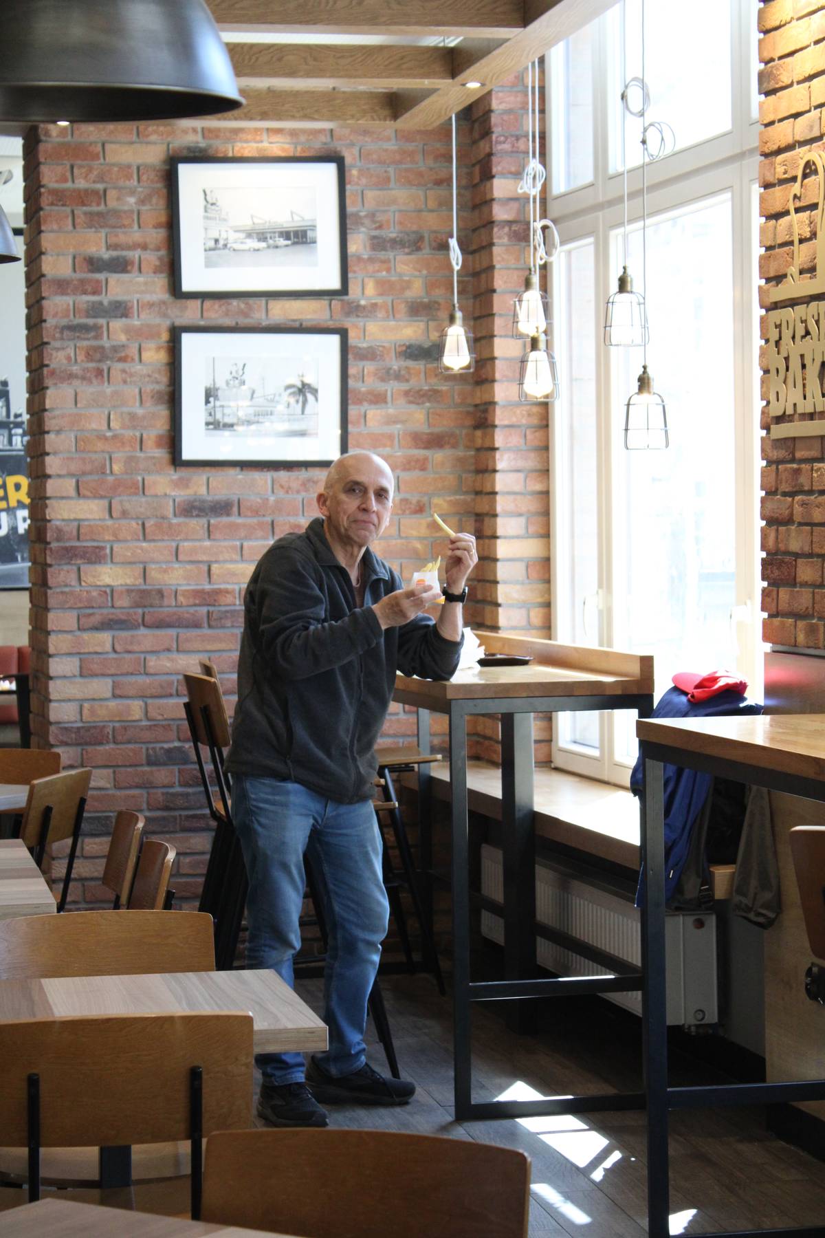 My dad poses with a french fry