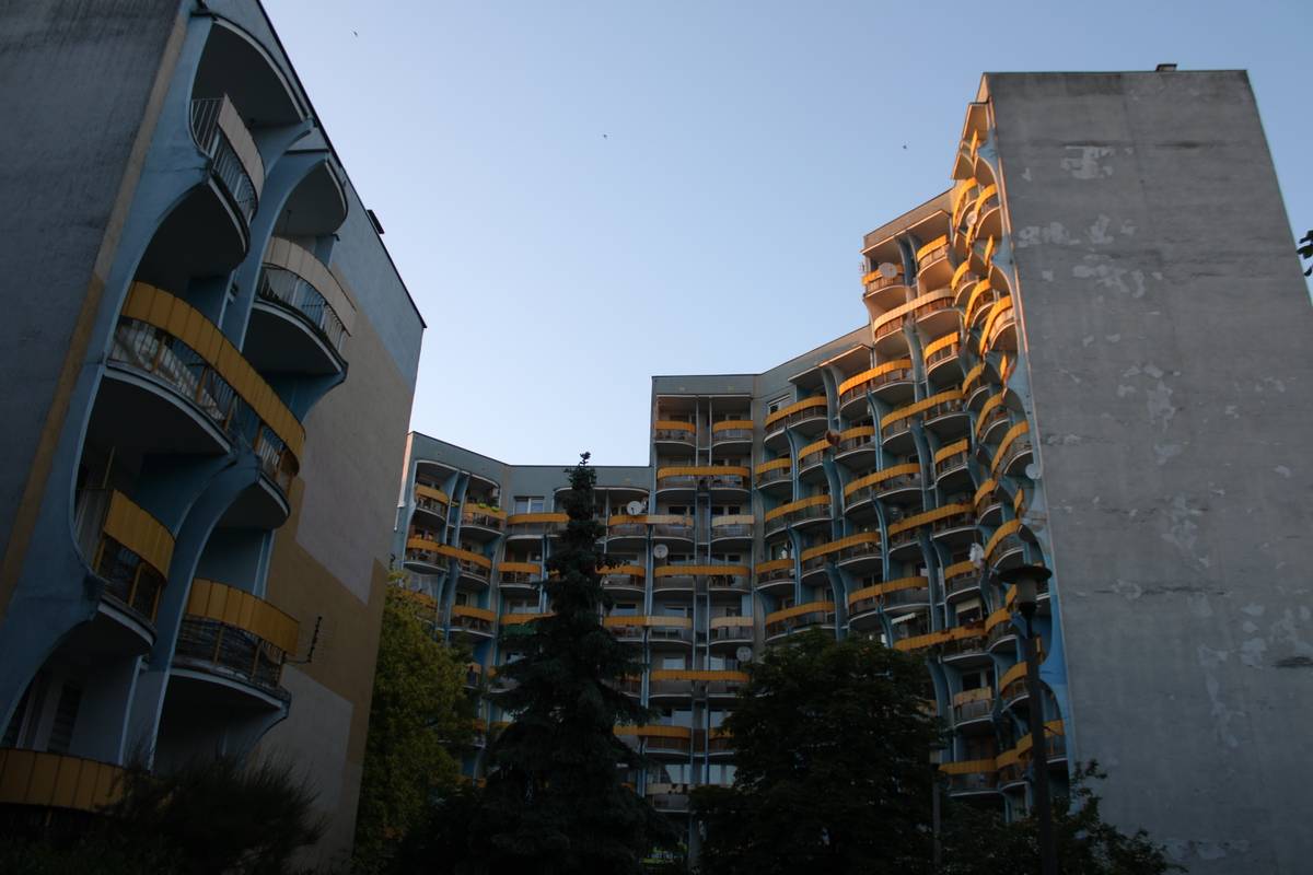A crescent shaped apartment complex