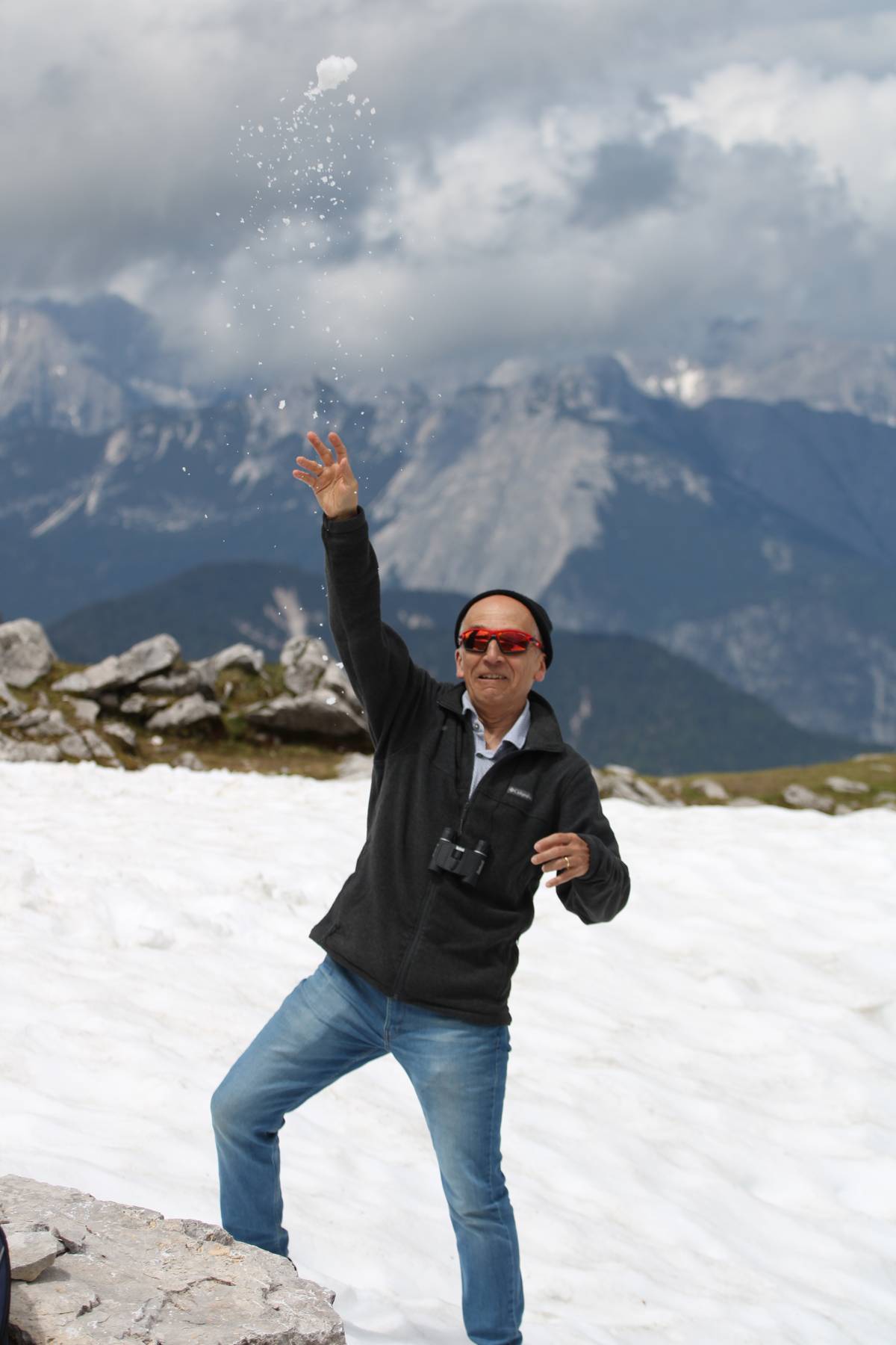 A photo taken a moment after the snowball left my dad's hand