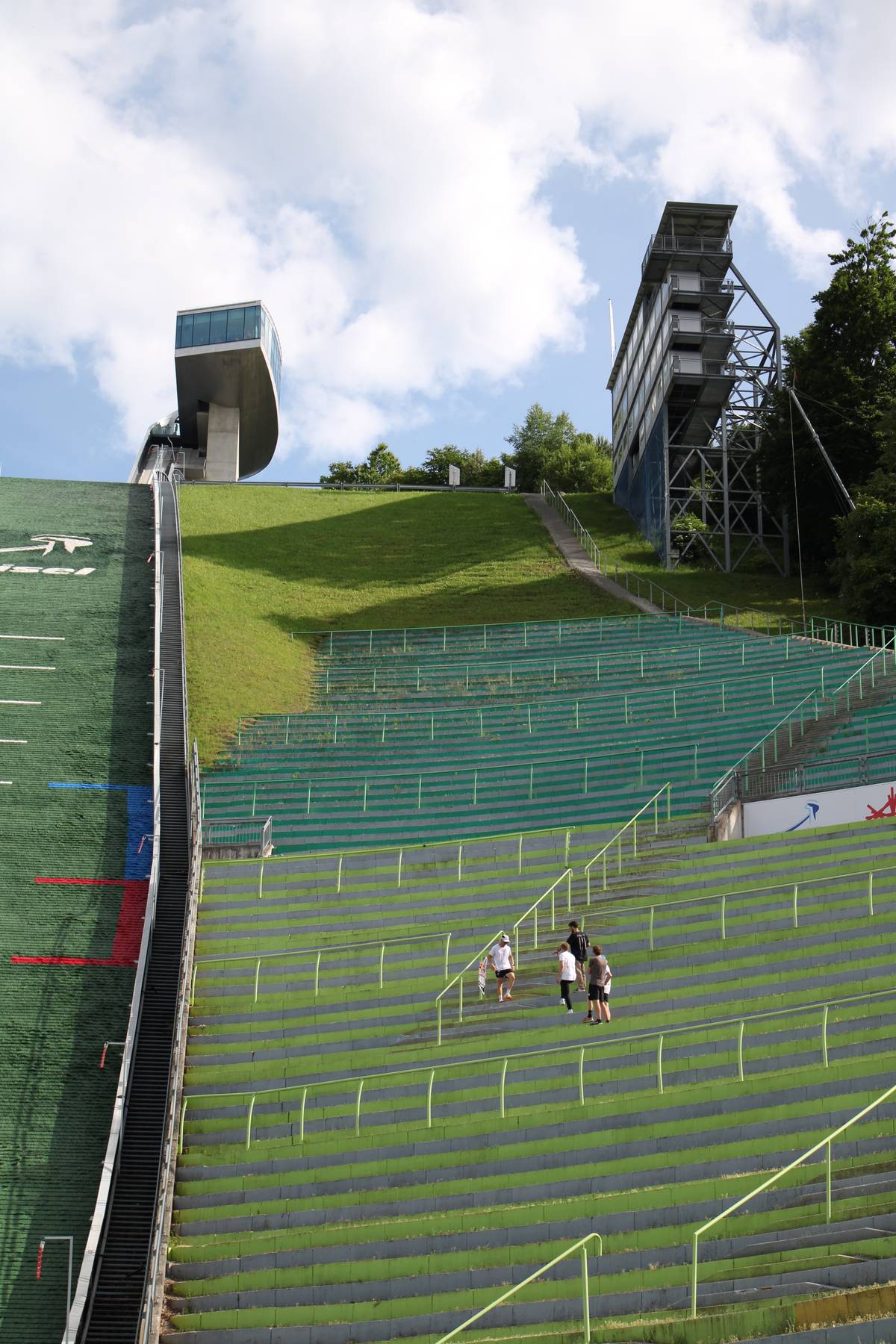 The red bull guys hang out on the viewing stairs
