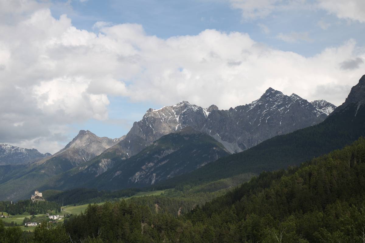 The mountain ranges to our left as we were biking