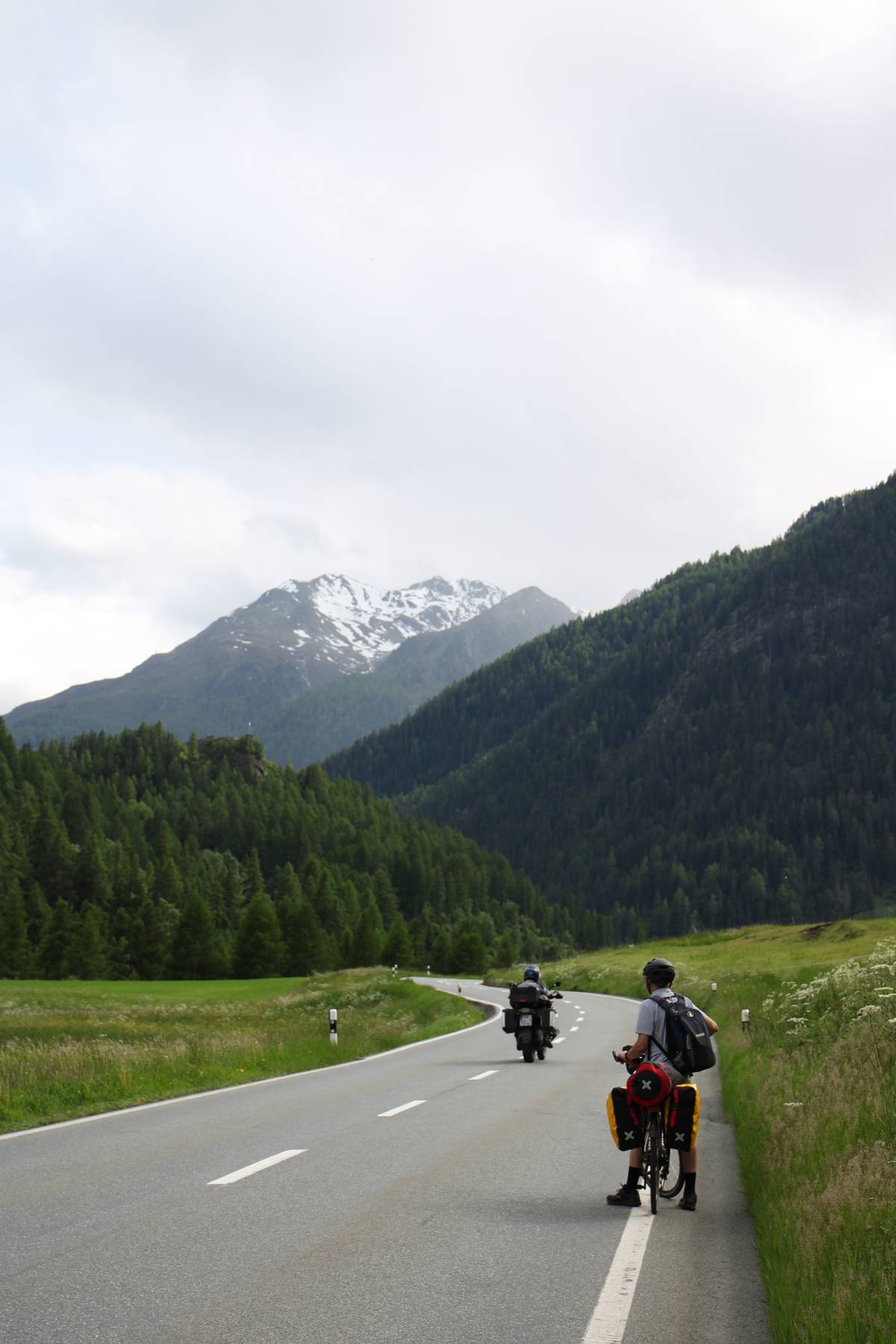 My dad stops for a sip of water