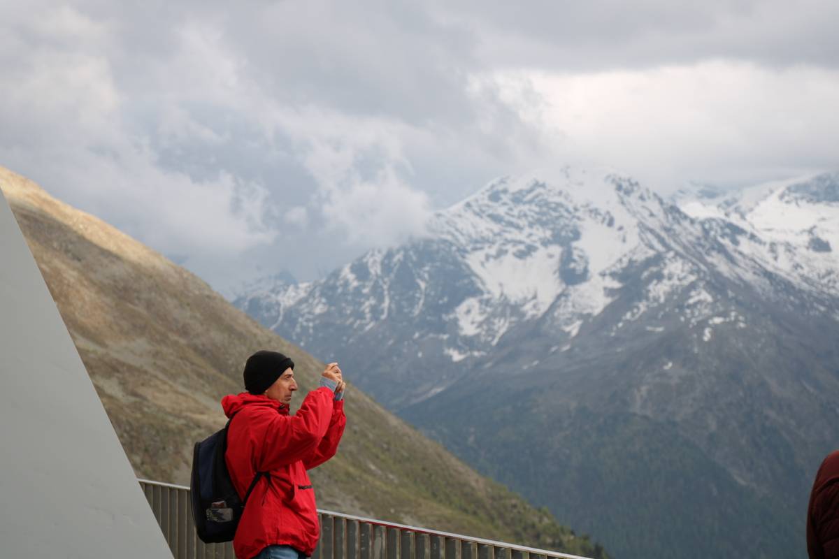 My dad takes a photograph