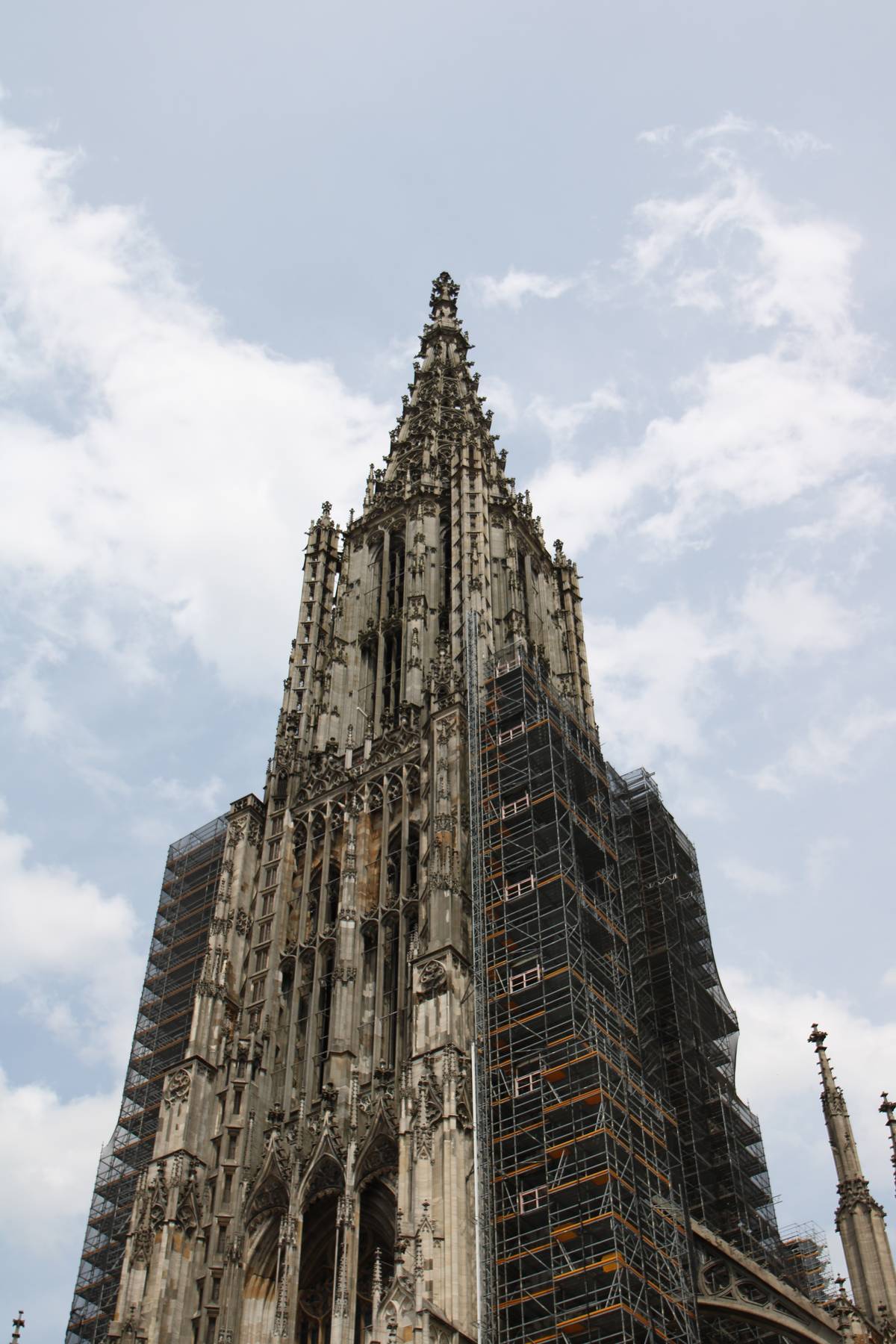 The church in front of a lightly clouded sky